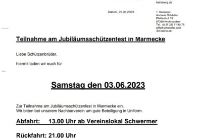 Teilnahme am Jubiläumsschützenfest in Marmecke